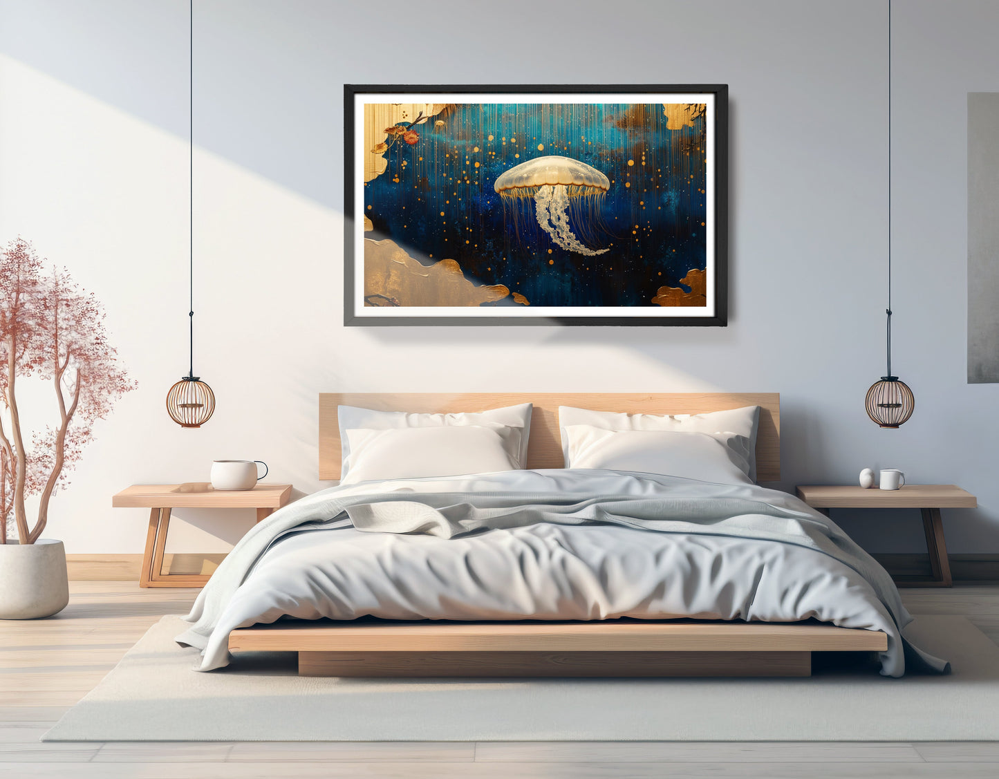 Jellyfish Ocean Fantasy Black Caribbean wall art view 69
