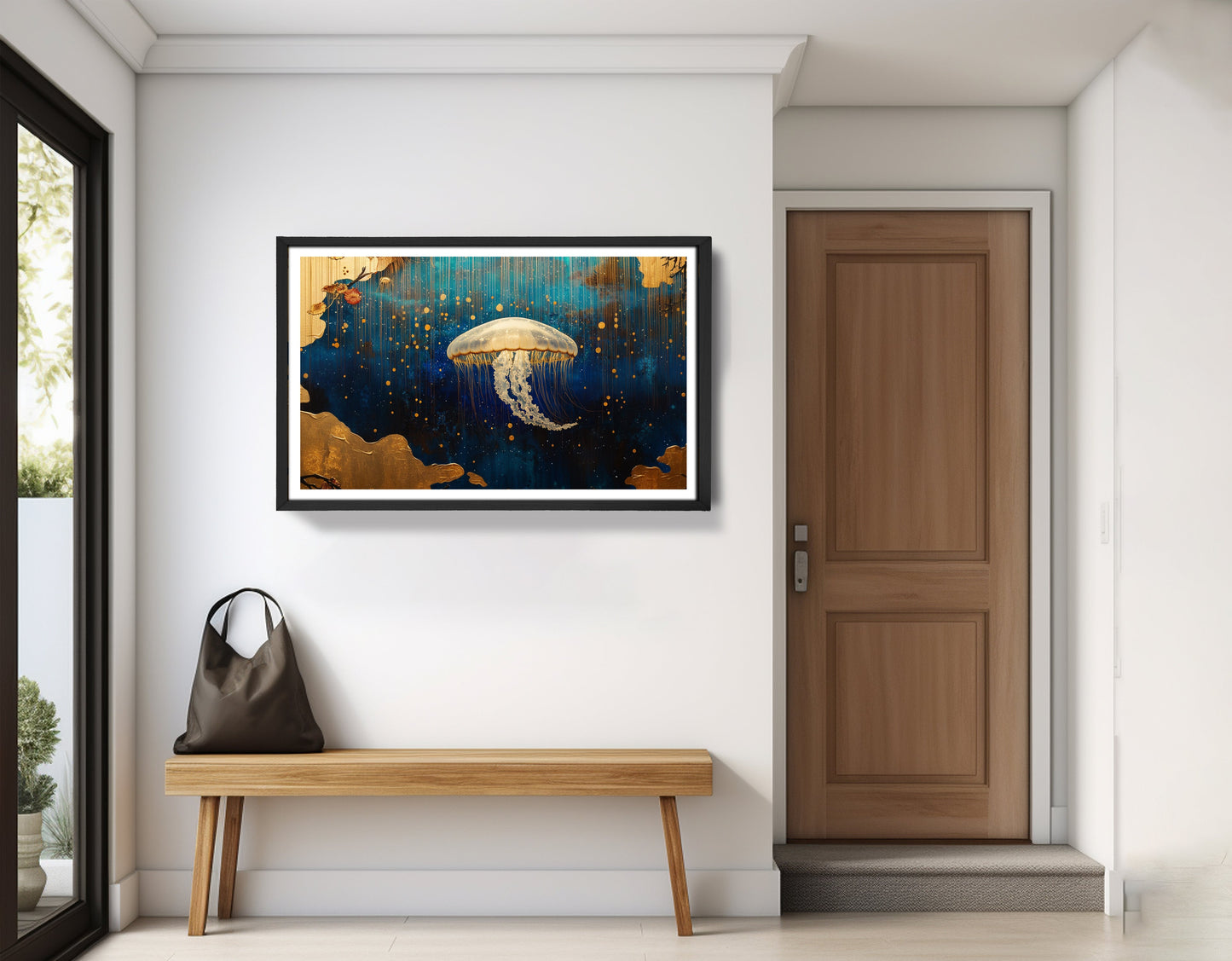 Jellyfish Ocean Fantasy Black Caribbean wall art view 71