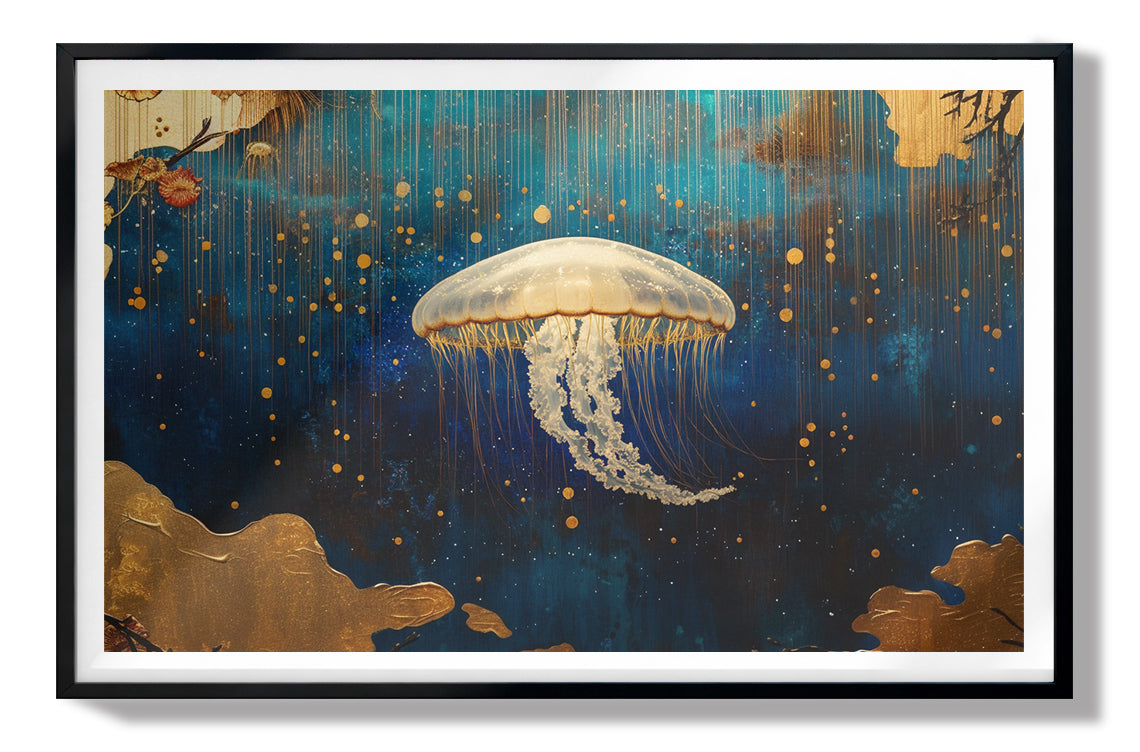 Jellyfish Ocean Fantasy Black Caribbean wall art view 67