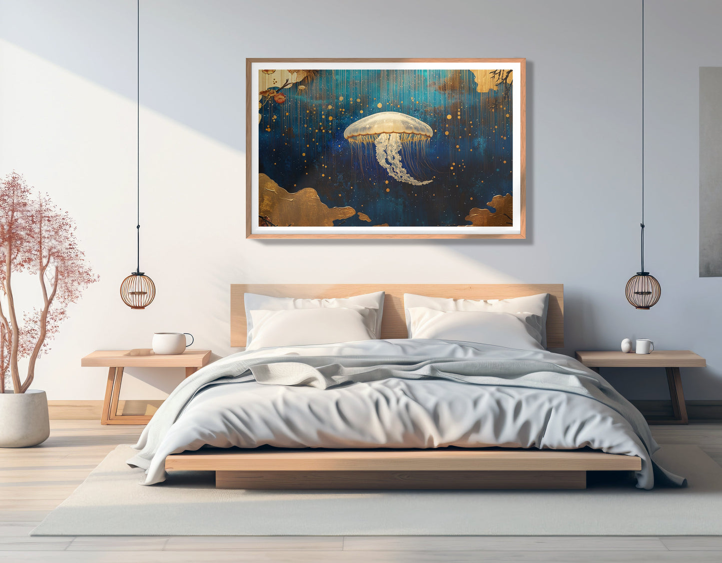 Jellyfish Ocean Fantasy Black Caribbean wall art view 81