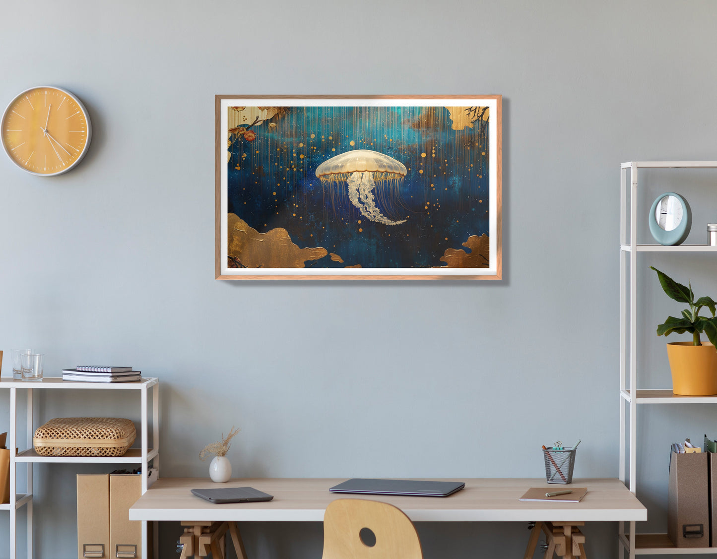 Jellyfish Ocean Fantasy Black Caribbean wall art view 84