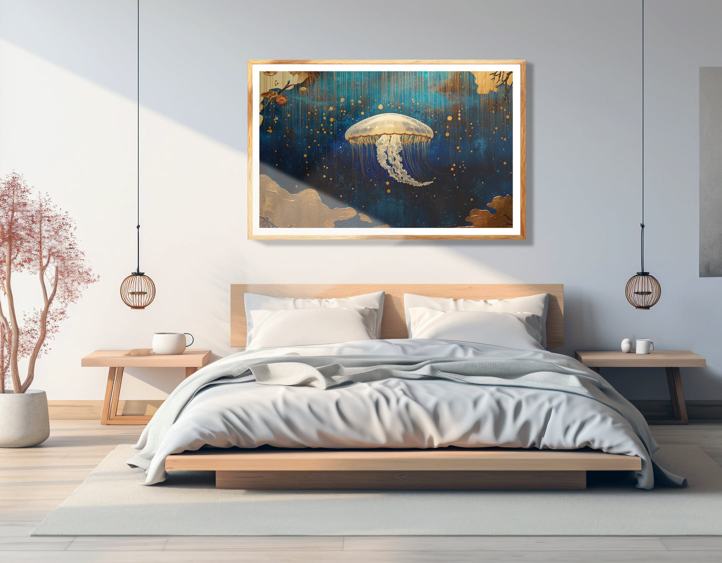 Jellyfish Ocean Fantasy Black Caribbean wall art view 75