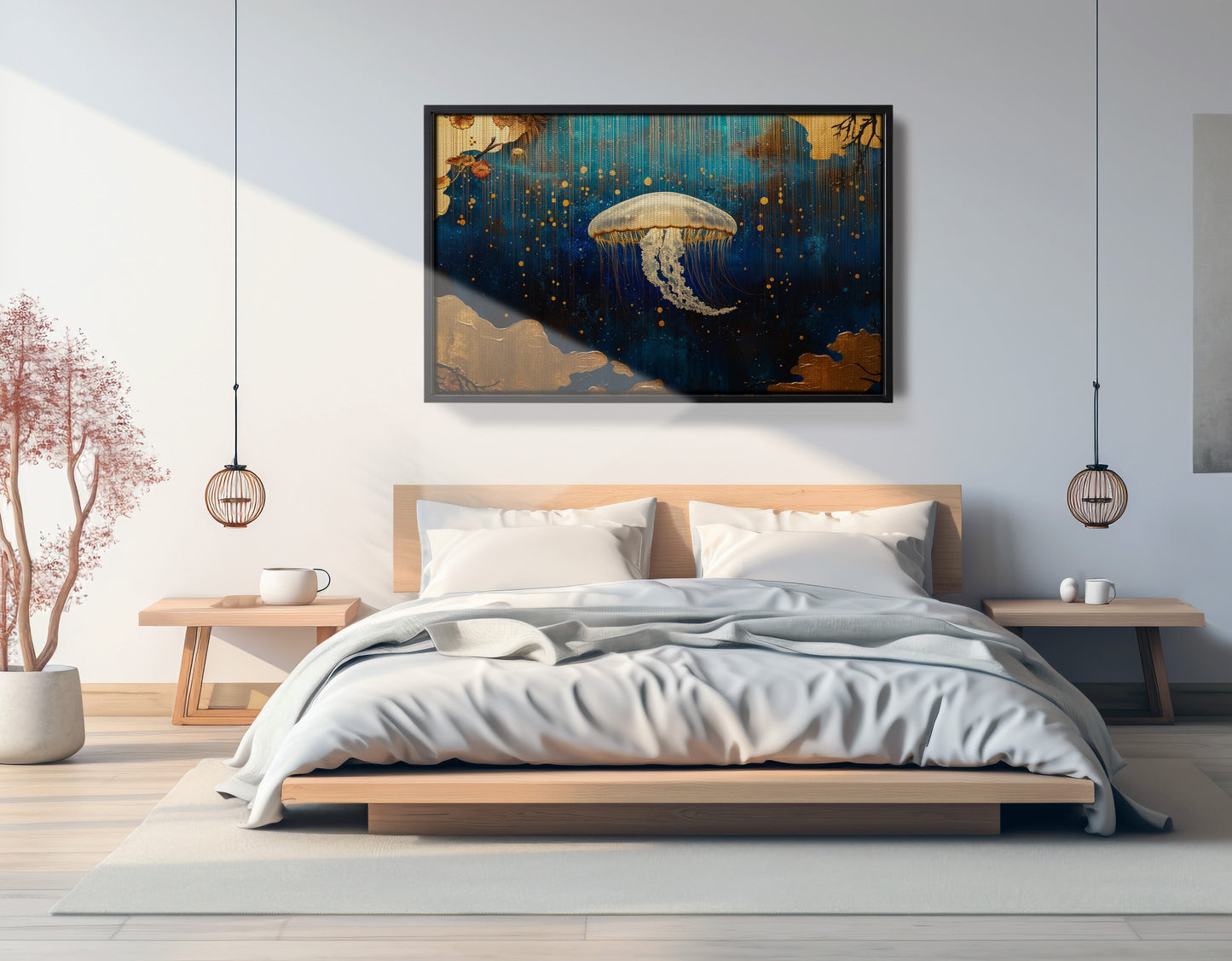 Jellyfish Ocean Fantasy Black Caribbean wall art view 27