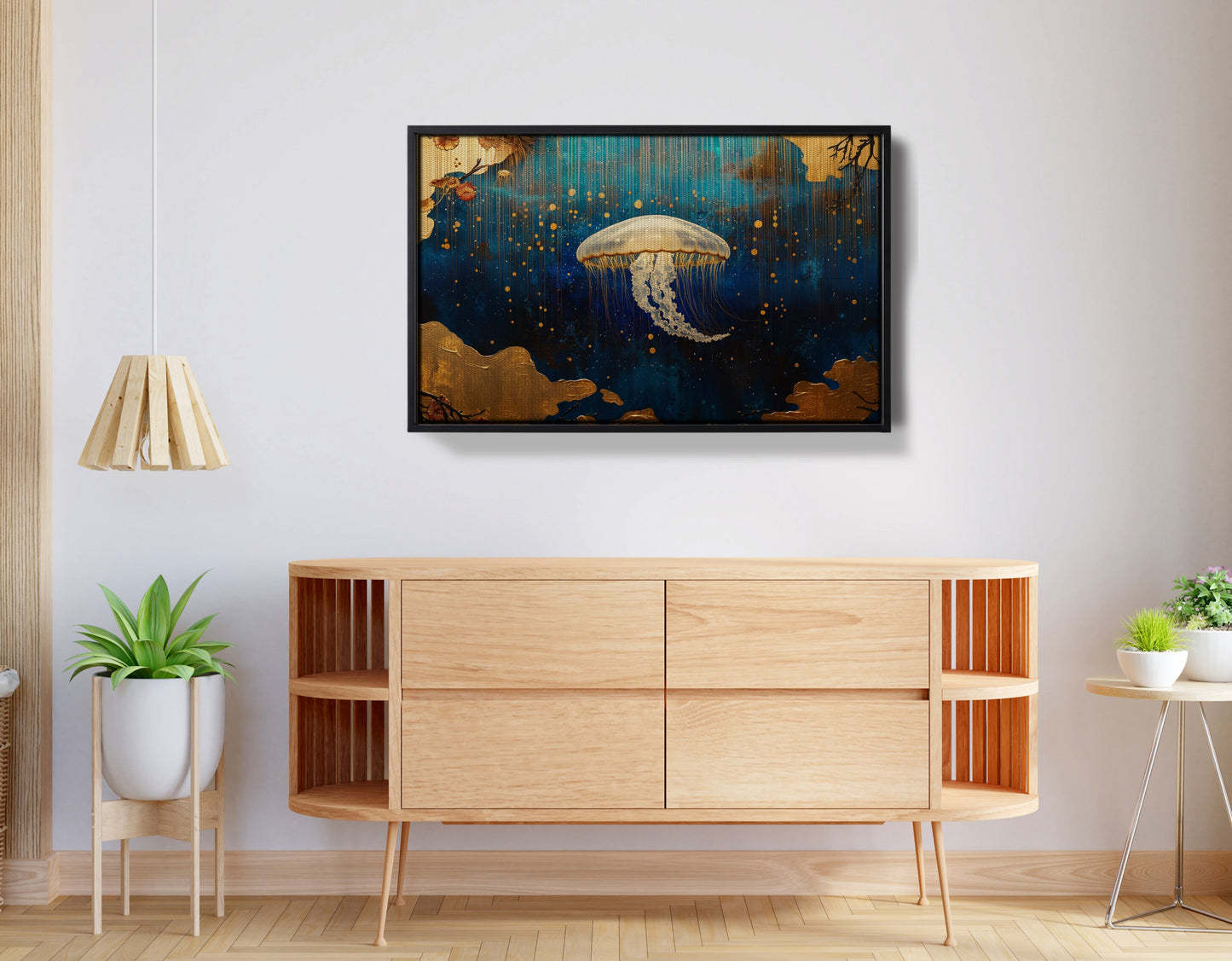 Jellyfish Ocean Fantasy Black Caribbean wall art view 26