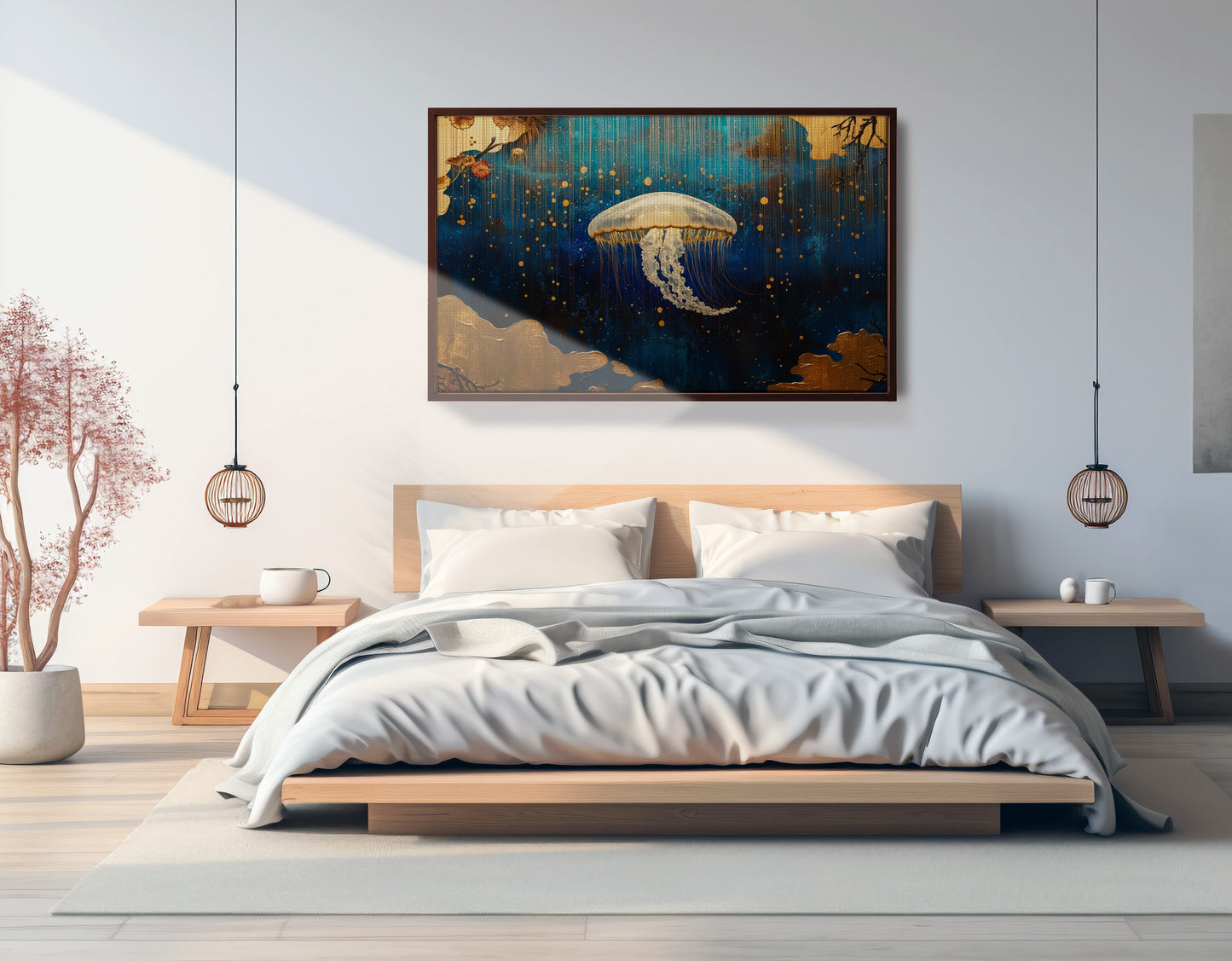 Jellyfish Ocean Fantasy Black Caribbean wall art view 33