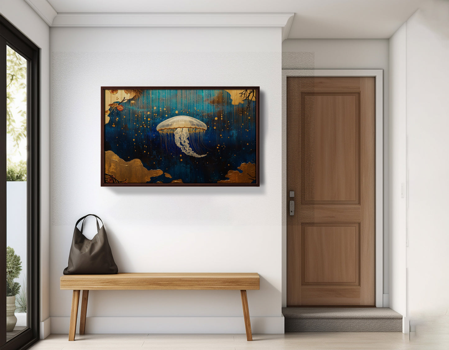 Jellyfish Ocean Fantasy Black Caribbean wall art view 35