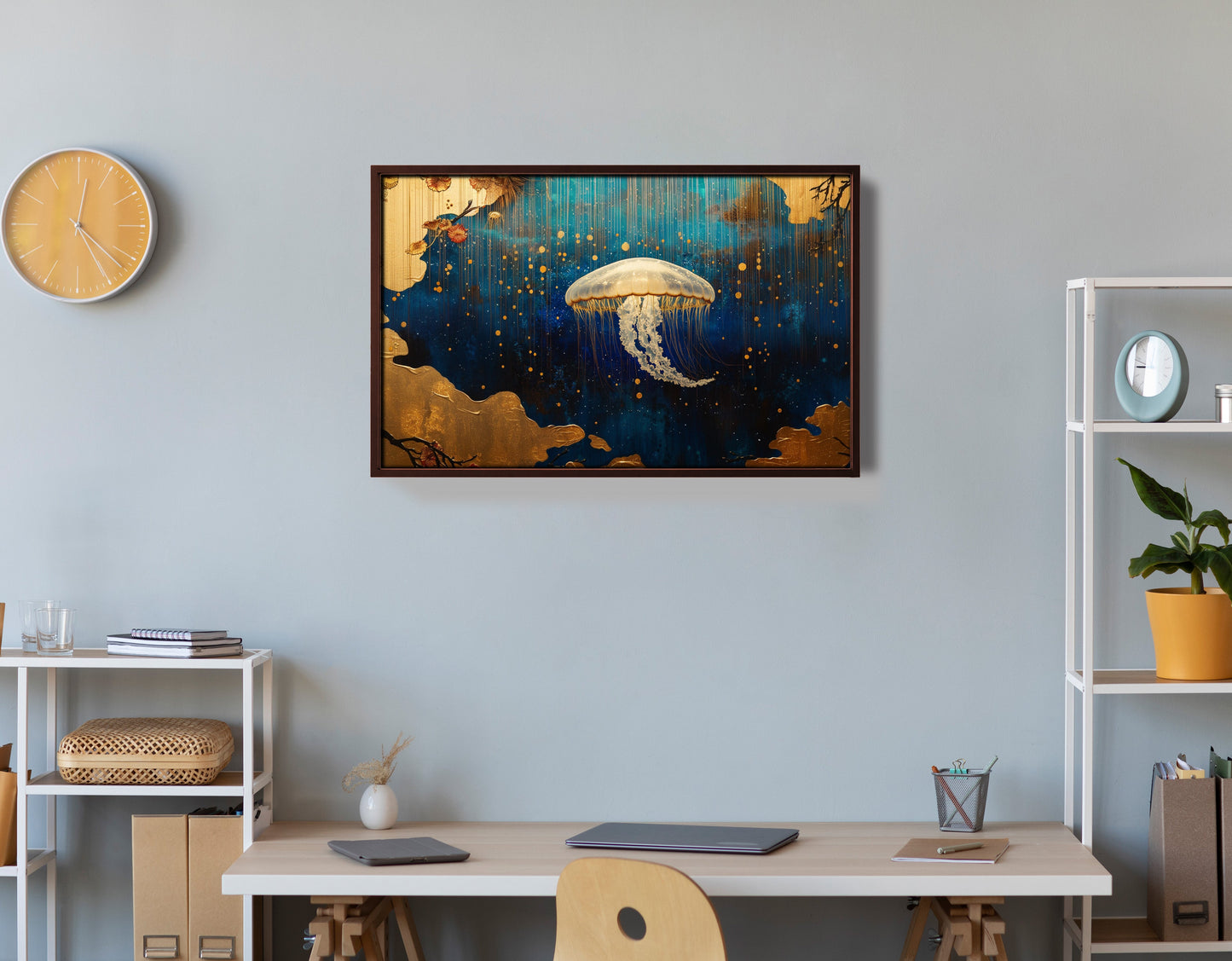 Jellyfish Ocean Fantasy Black Caribbean wall art view 36
