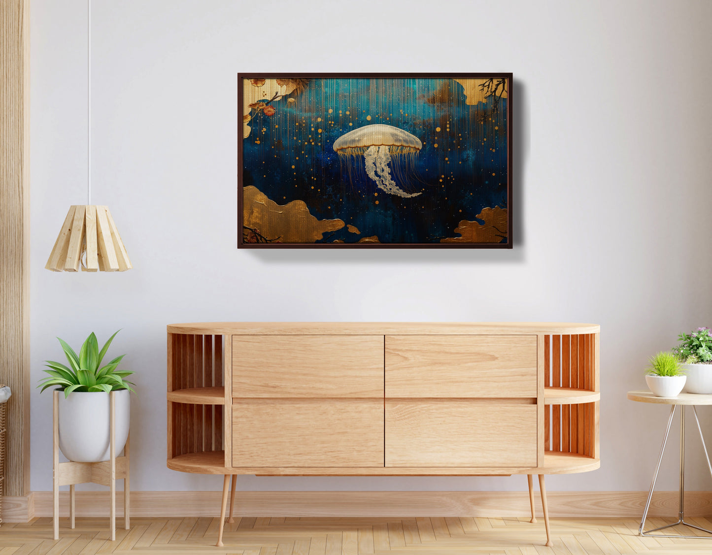 Jellyfish Ocean Fantasy Black Caribbean wall art view 32