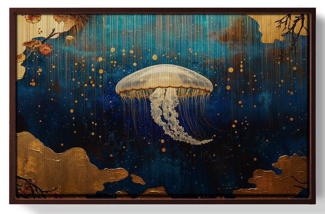 Jellyfish Ocean Fantasy Black Caribbean wall art view 31