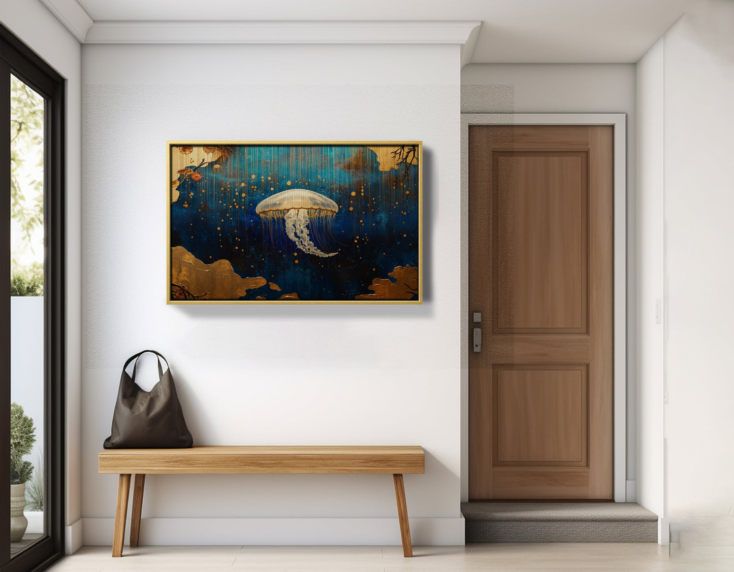 Jellyfish Ocean Fantasy Black Caribbean wall art view 41