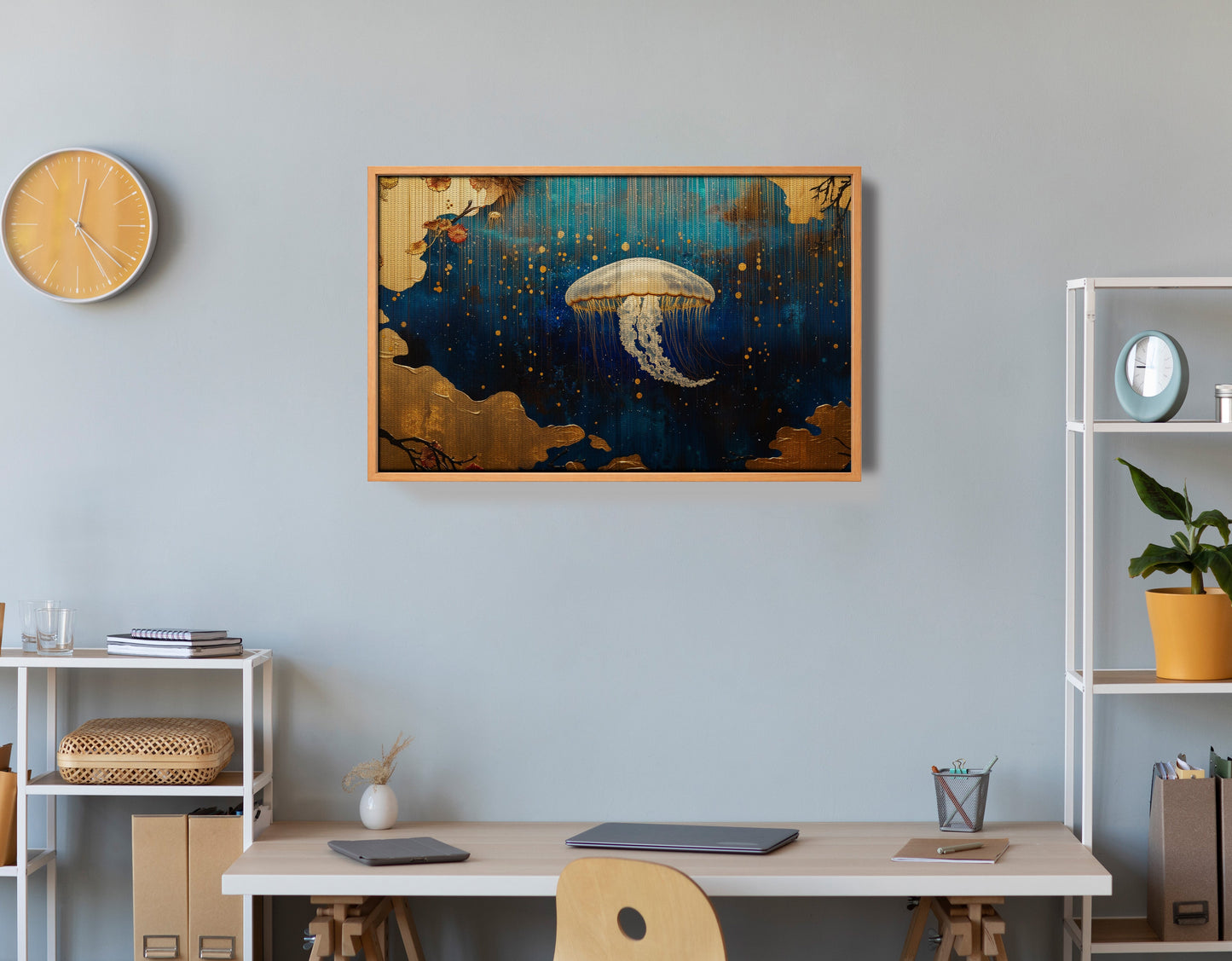 Jellyfish Ocean Fantasy Black Caribbean wall art view 48