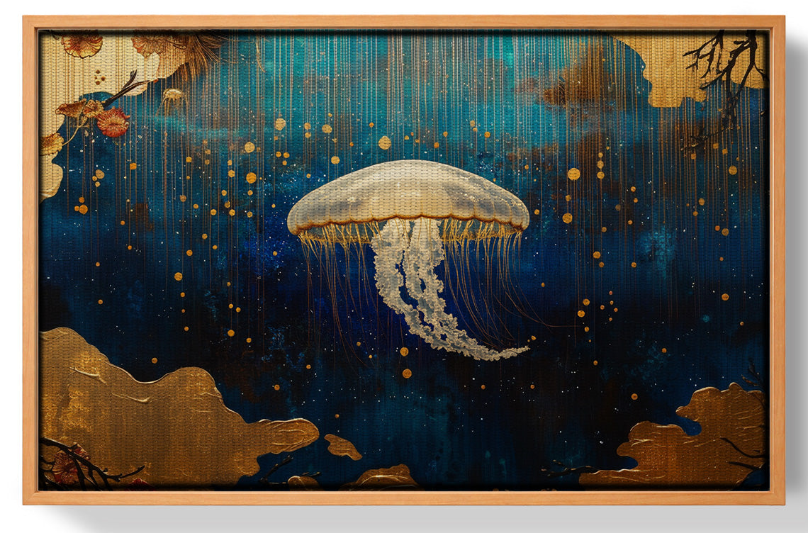Jellyfish Ocean Fantasy Black Caribbean wall art view 43