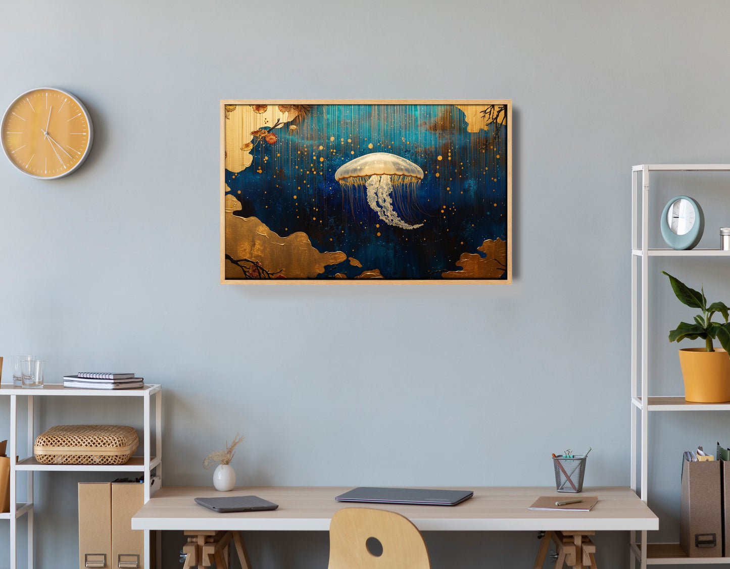Jellyfish Ocean Fantasy Black Caribbean wall art view 54