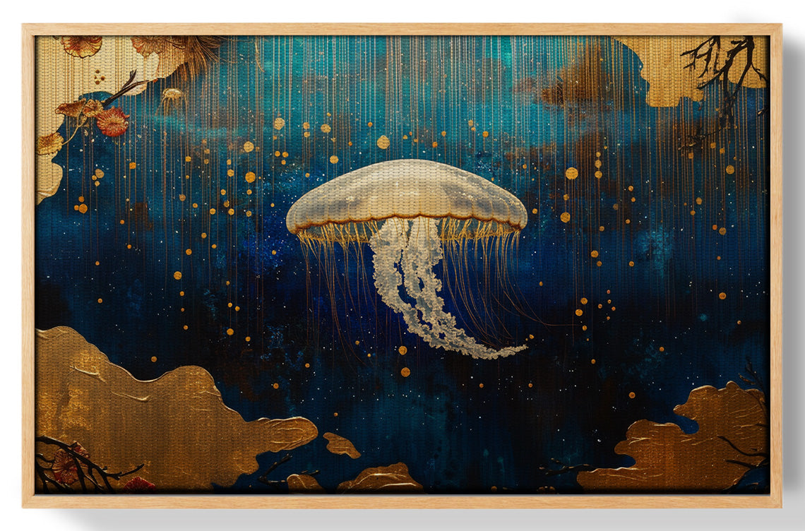 Jellyfish Ocean Fantasy Black Caribbean wall art view 49