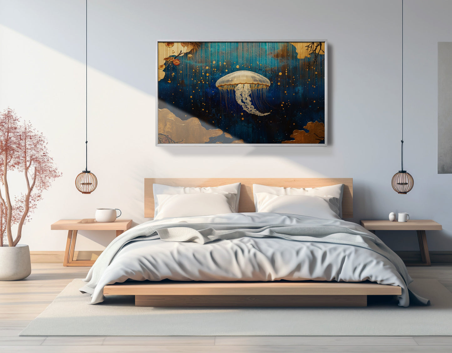 Jellyfish Ocean Fantasy Black Caribbean wall art view 57