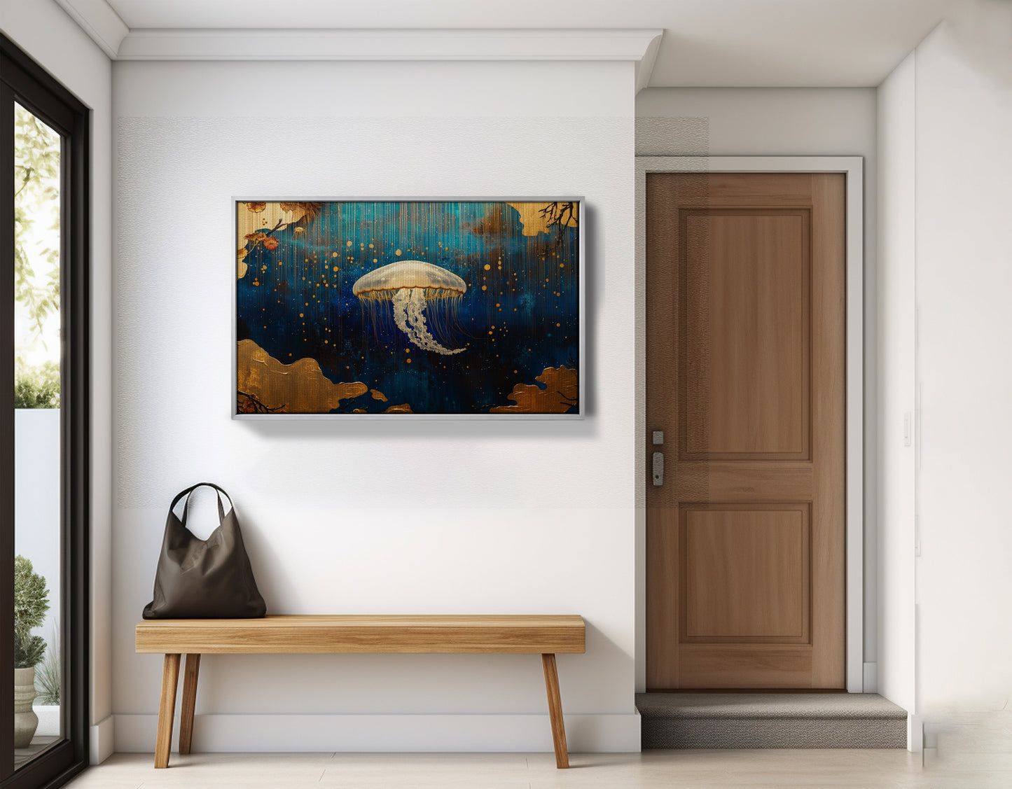 Jellyfish Ocean Fantasy Black Caribbean wall art view 59
