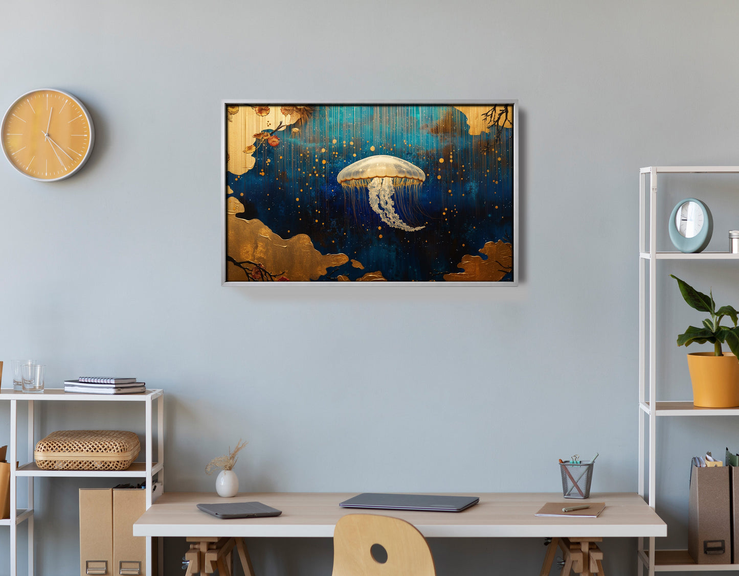 Jellyfish Ocean Fantasy Black Caribbean wall art view 60
