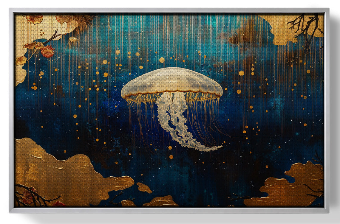 Jellyfish Ocean Fantasy Black Caribbean wall art view 55