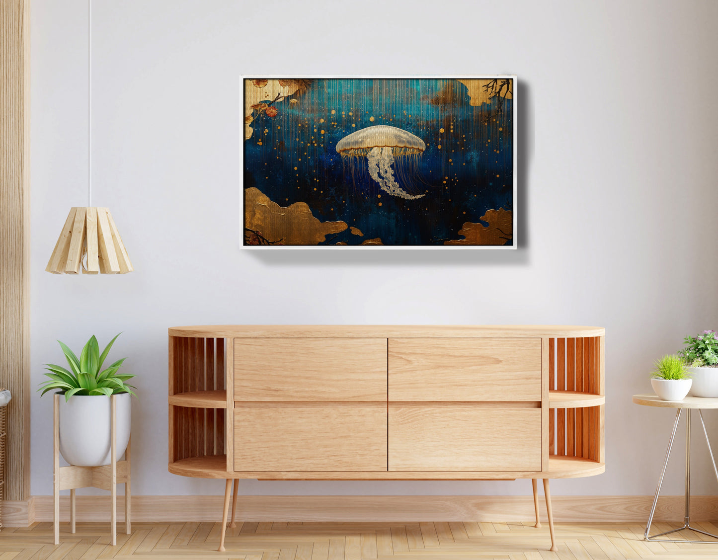 Jellyfish Ocean Fantasy Black Caribbean wall art view 62