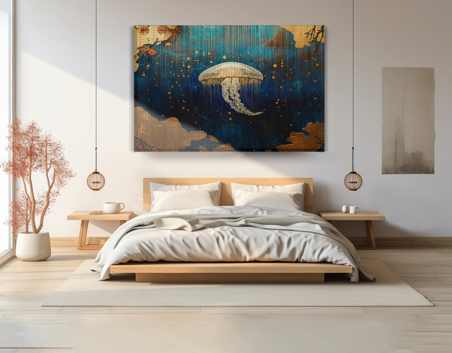Jellyfish Ocean Fantasy Black Caribbean wall art view 15