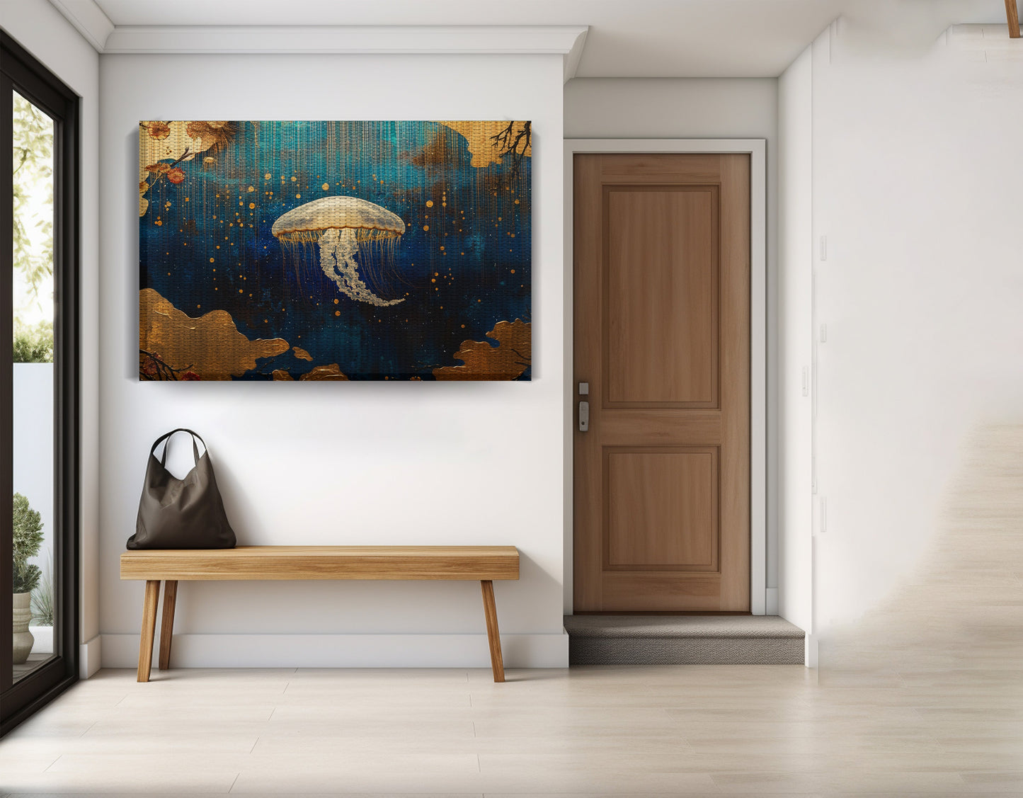 Jellyfish Ocean Fantasy Black Caribbean wall art view 17