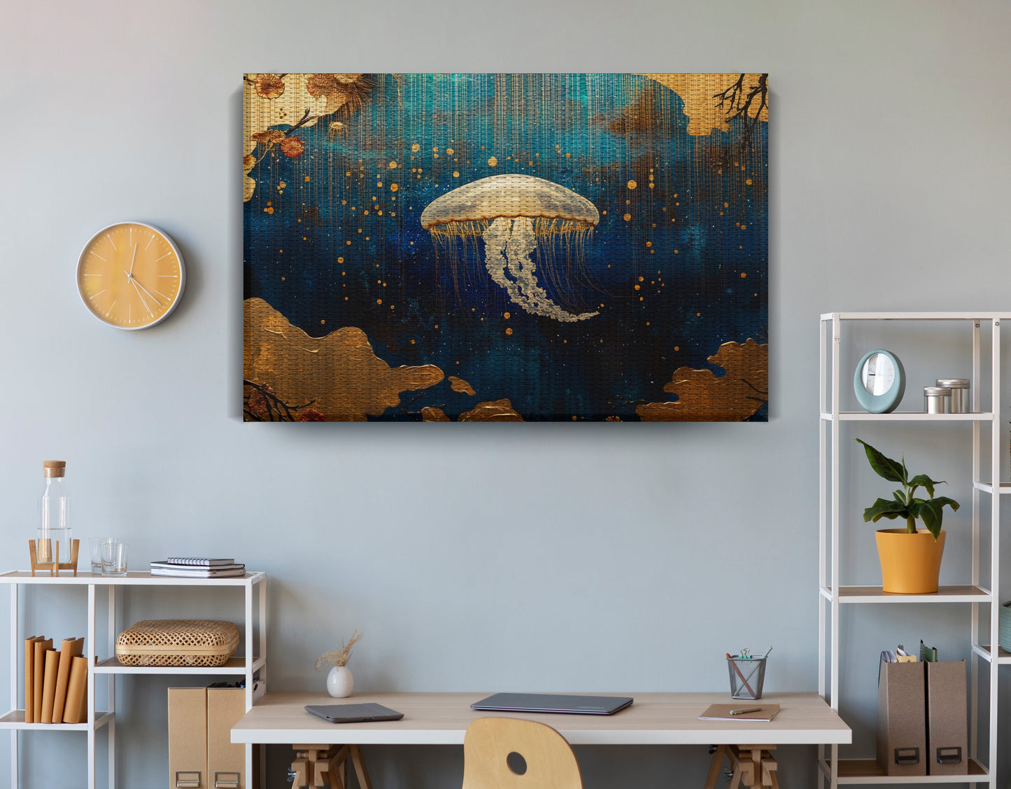 Jellyfish Ocean Fantasy Black Caribbean wall art view 18