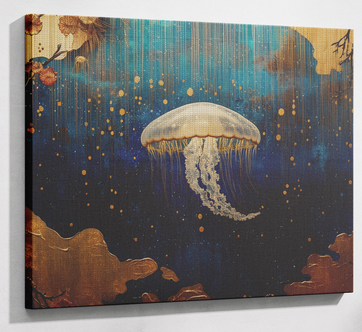 Jellyfish Ocean Fantasy Black Caribbean wall art view 13