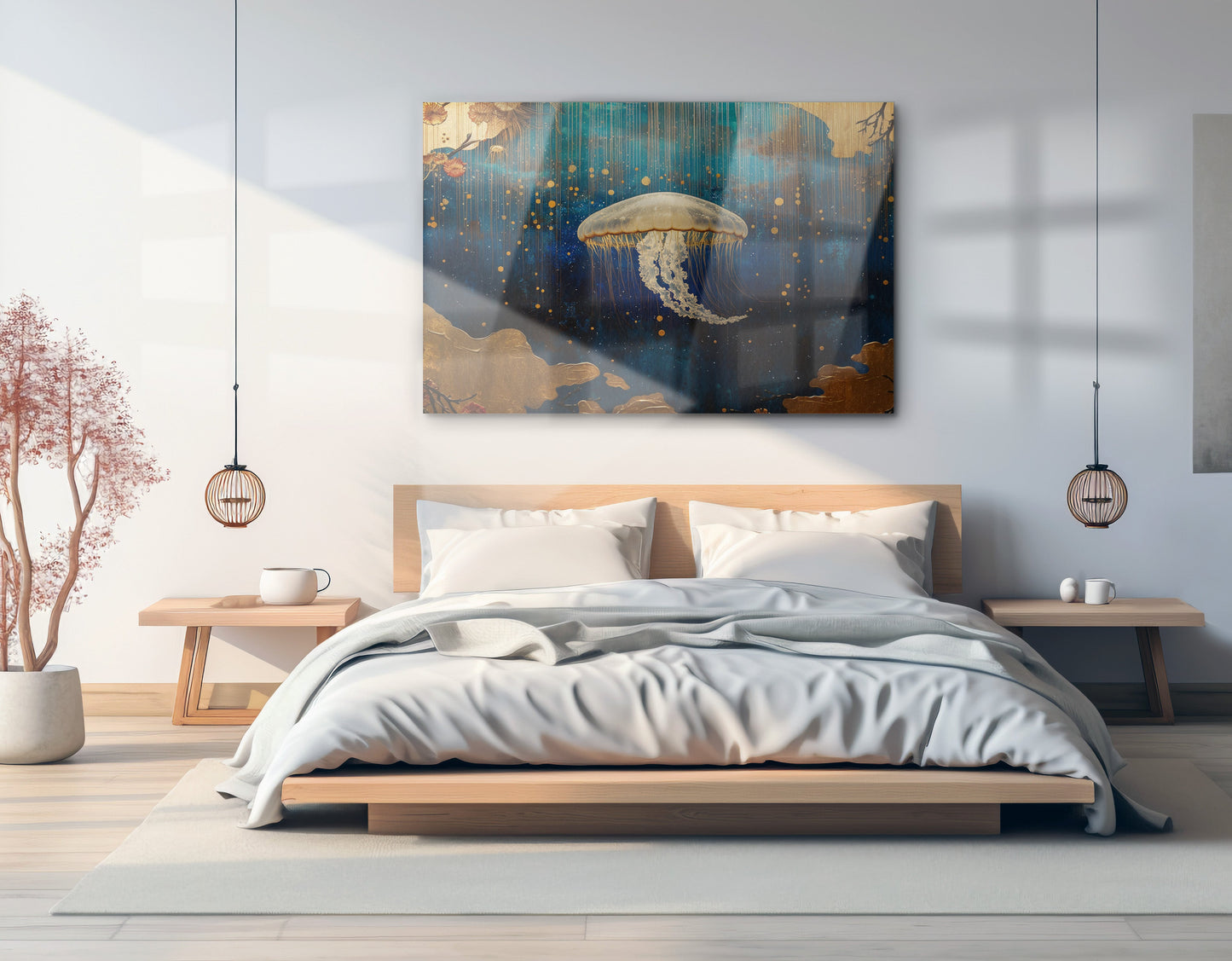 Jellyfish Ocean Fantasy Black Caribbean wall art view 21