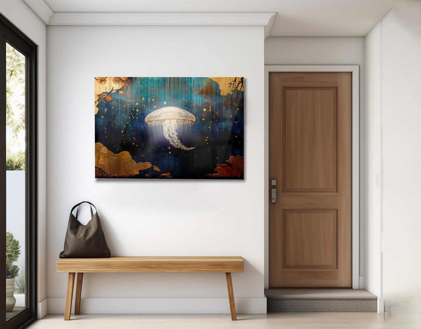 Jellyfish Ocean Fantasy Black Caribbean wall art view 23