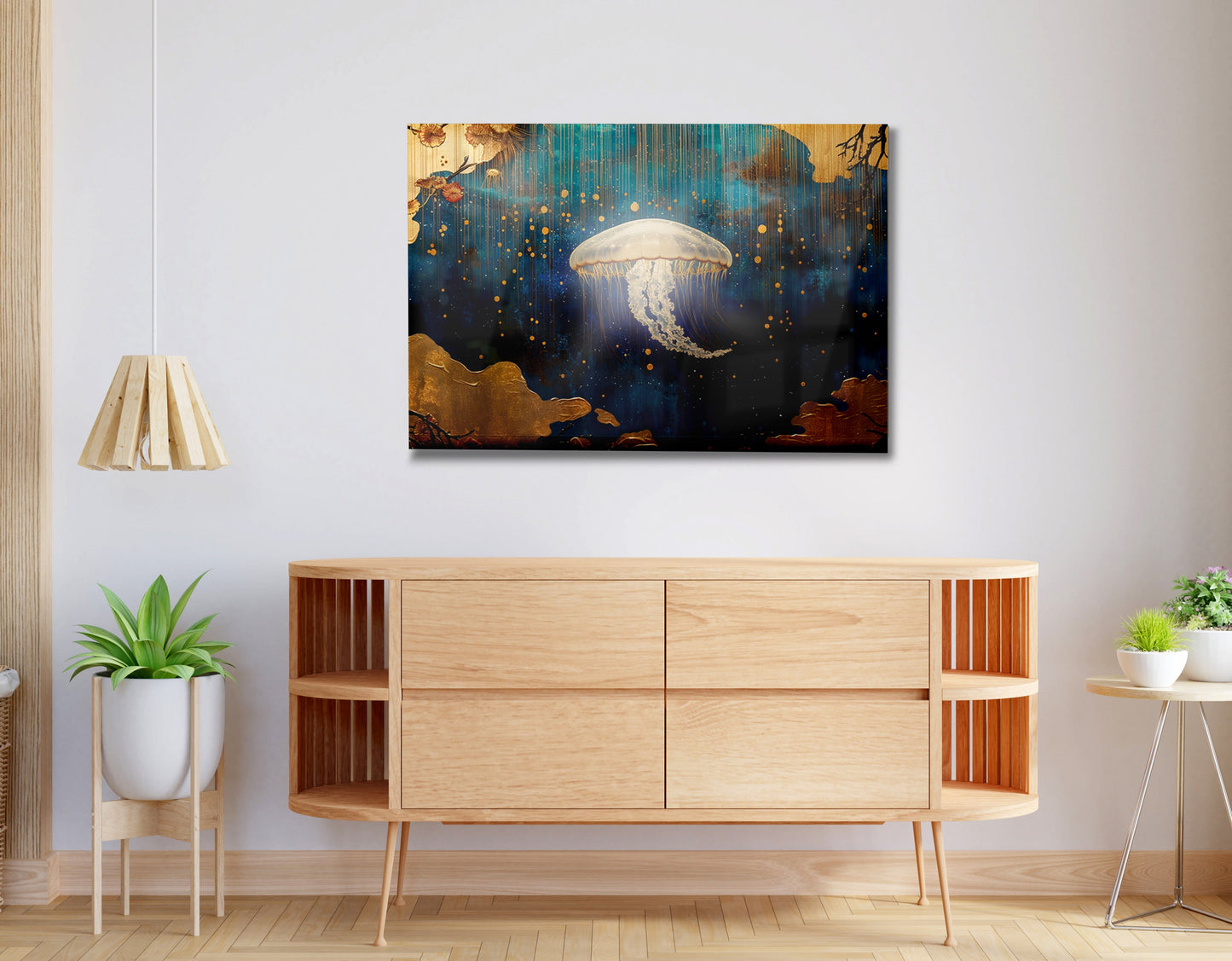 Jellyfish Ocean Fantasy Black Caribbean wall art view 20