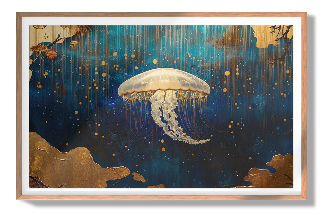 Jellyfish Ocean Fantasy Black Caribbean wall art view 79