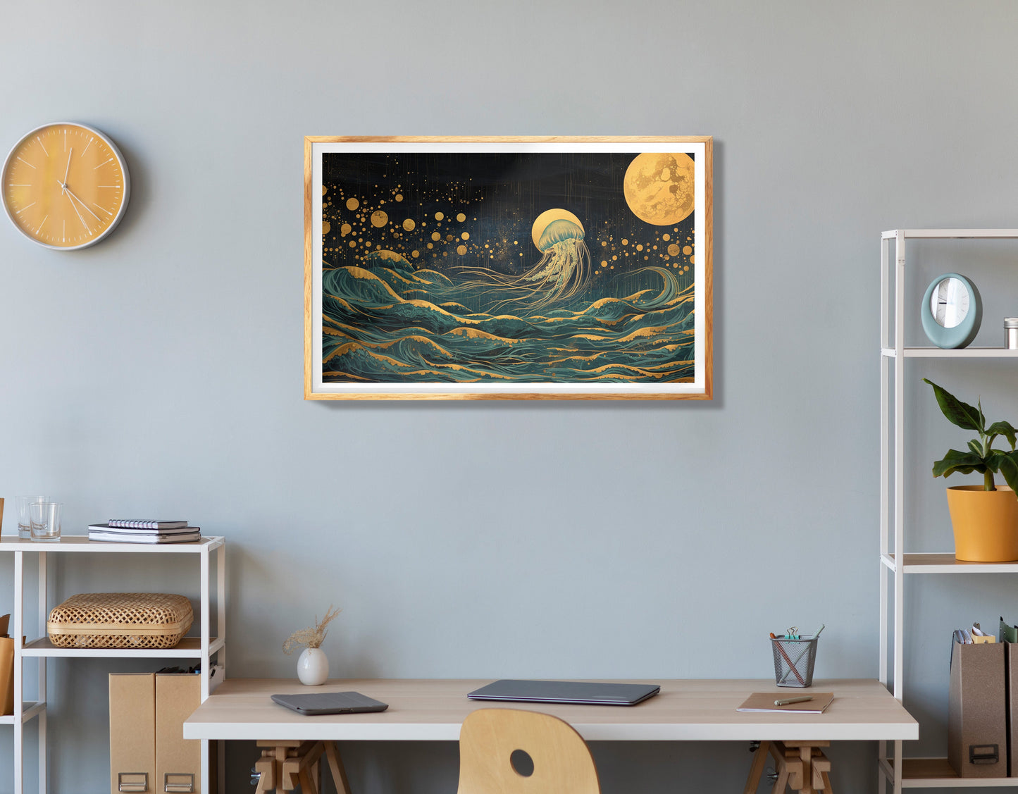 Moonlit Jellyfish Ocean Black Caribbean wall art view 78