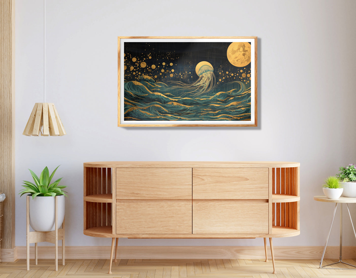 Moonlit Jellyfish Ocean Black Caribbean wall art view 74