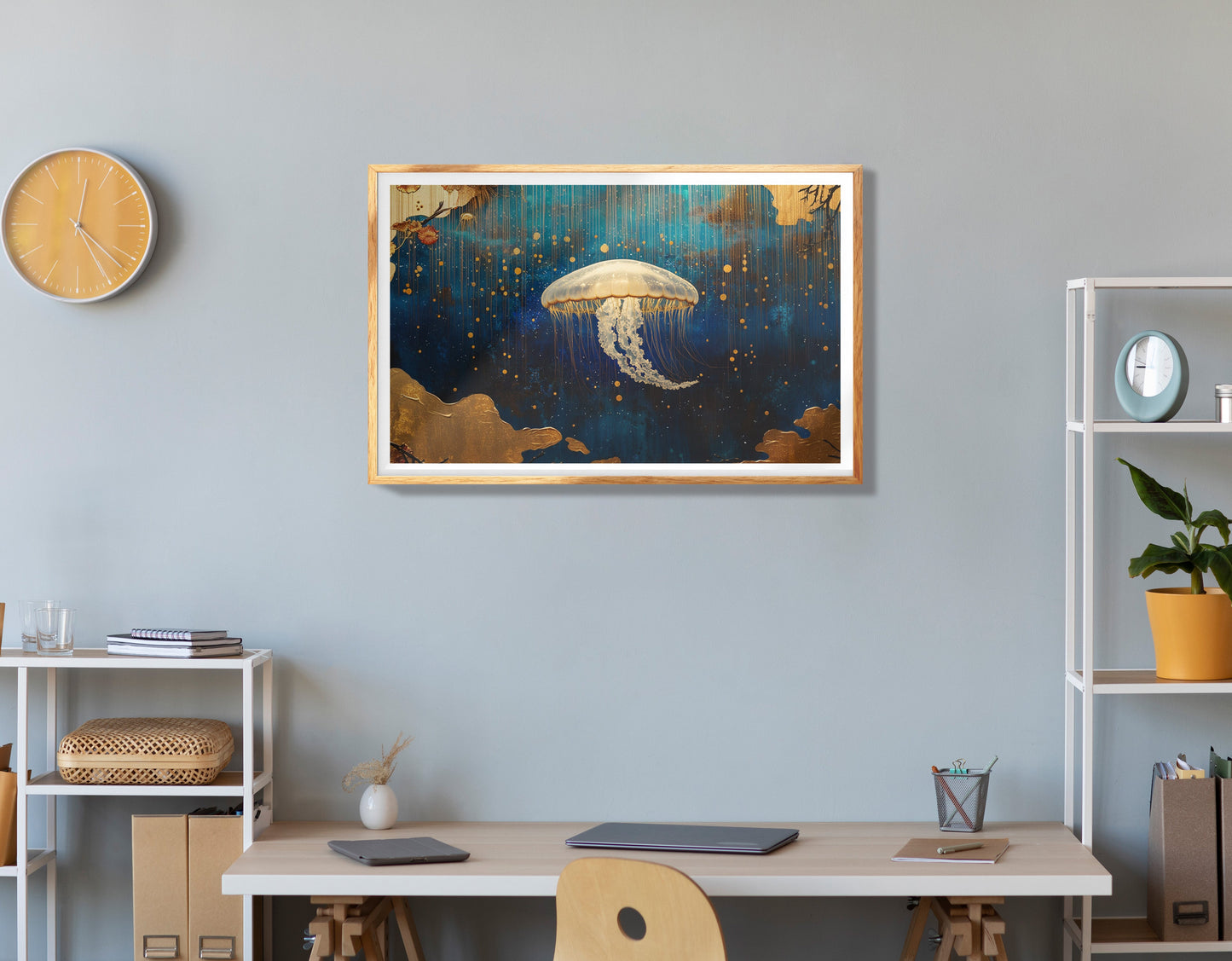 Jellyfish Ocean Fantasy Black Caribbean wall art view 78
