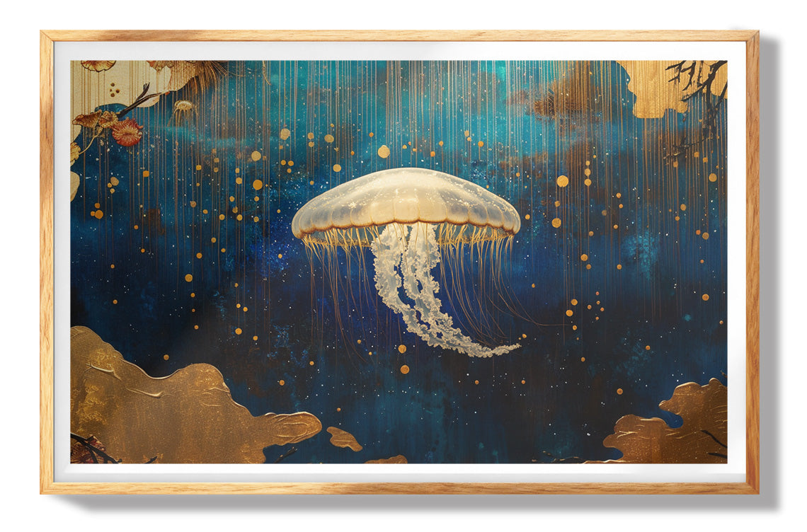 Jellyfish Ocean Fantasy Black Caribbean wall art view 73