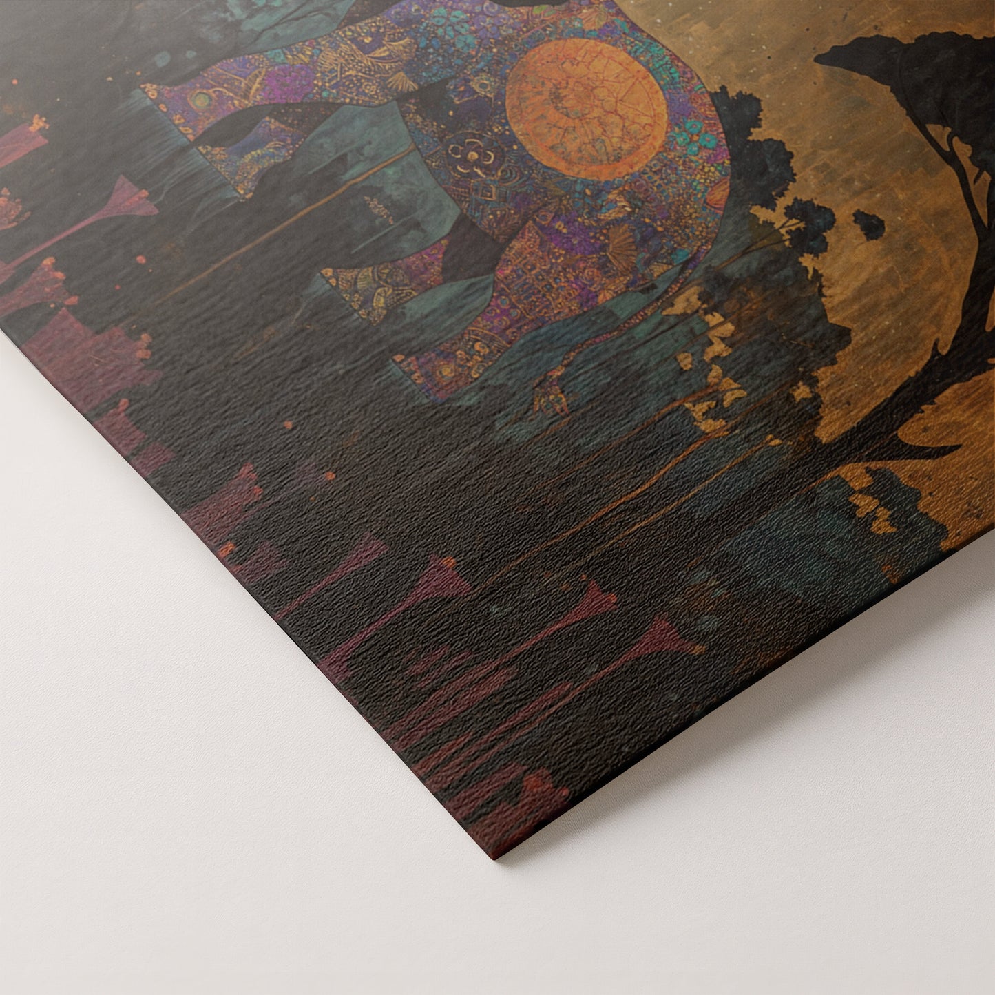 Elephant Moon Safari African American canvas print artwork by MoomZee Artwork