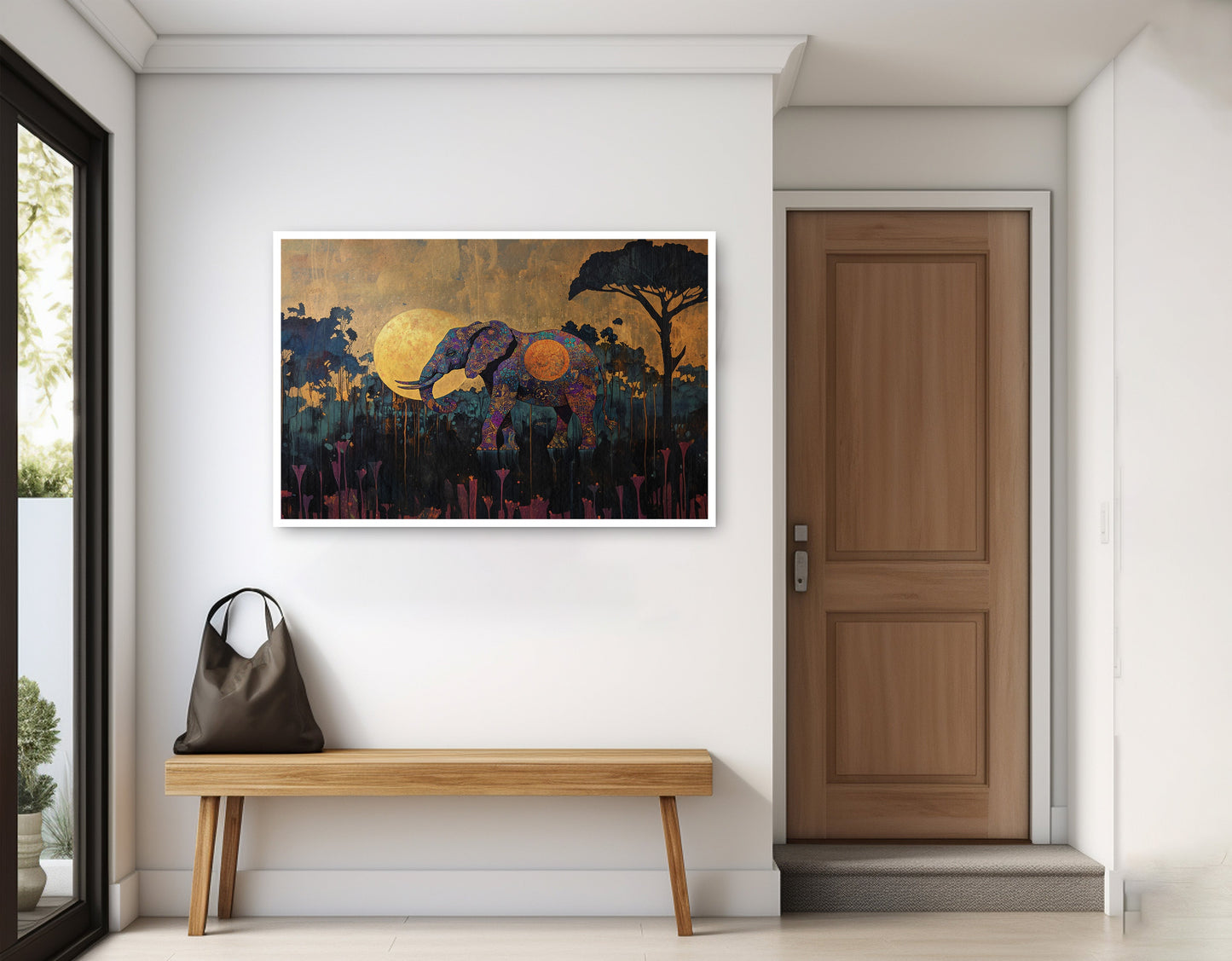 Elephant Moon Safari African American canvas print home decor view