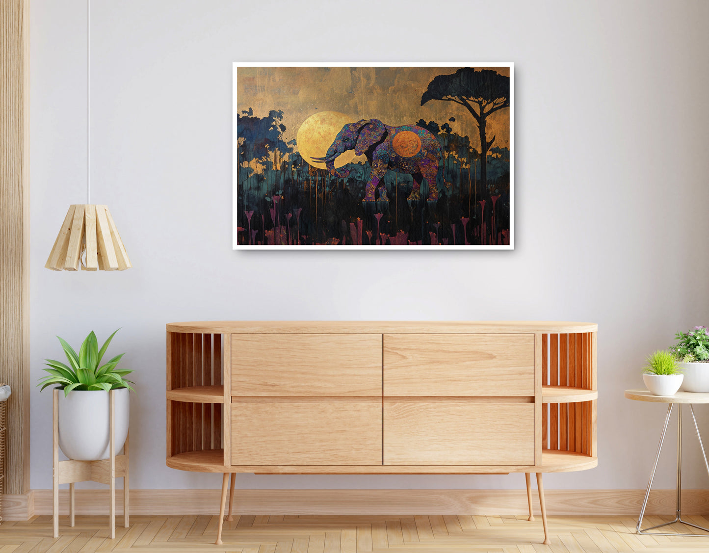 Alternate view of Elephant Moon Safari African American canvas print