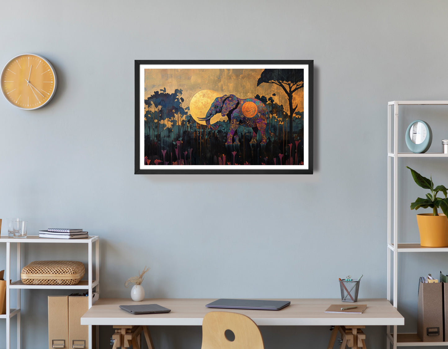 Elephant Moon Safari African American canvas print view 72