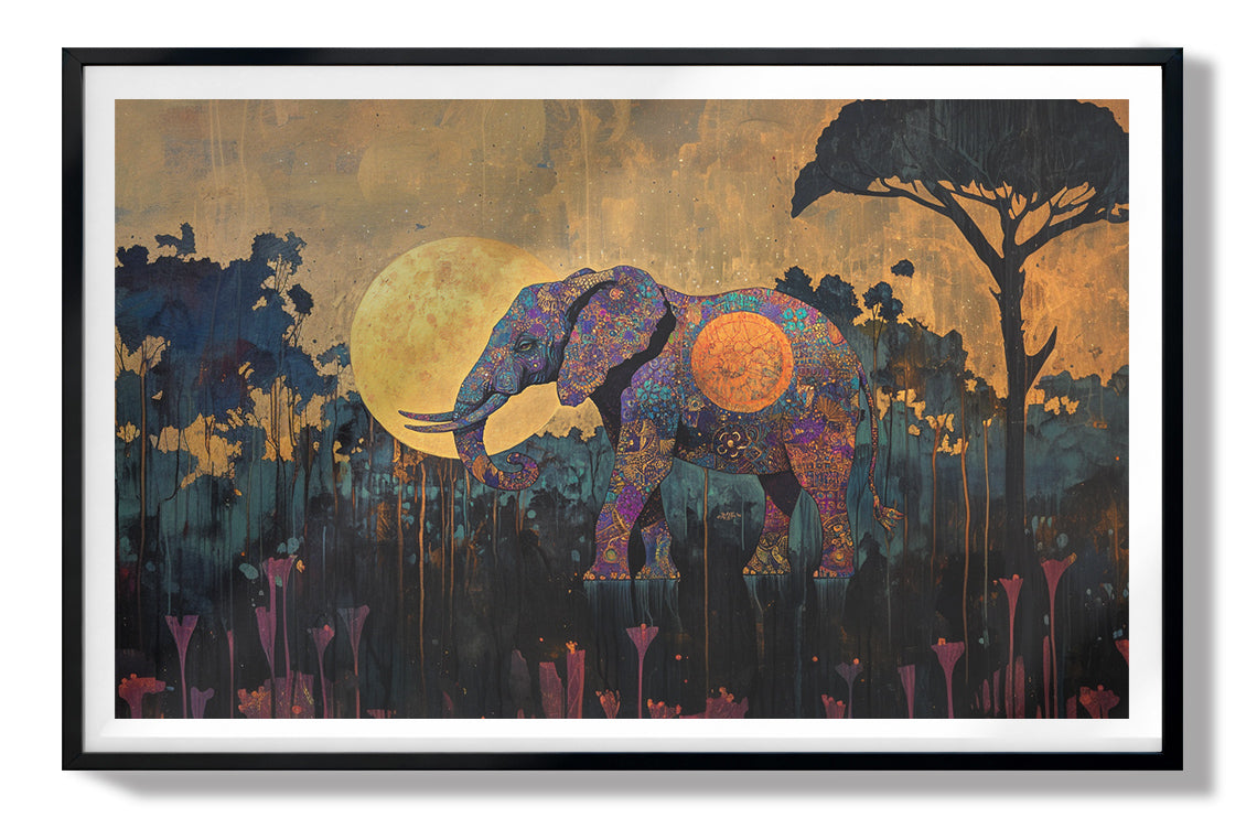 Elephant Moon Safari African American canvas print view 67