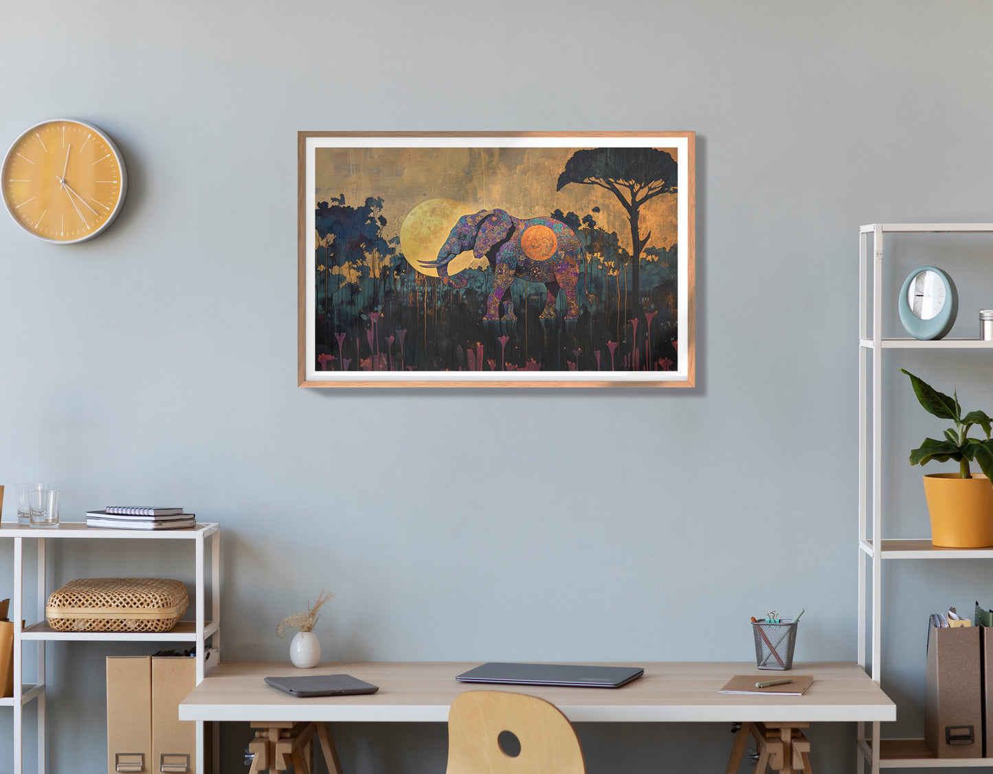 Elephant Moon Safari African American canvas print view 84