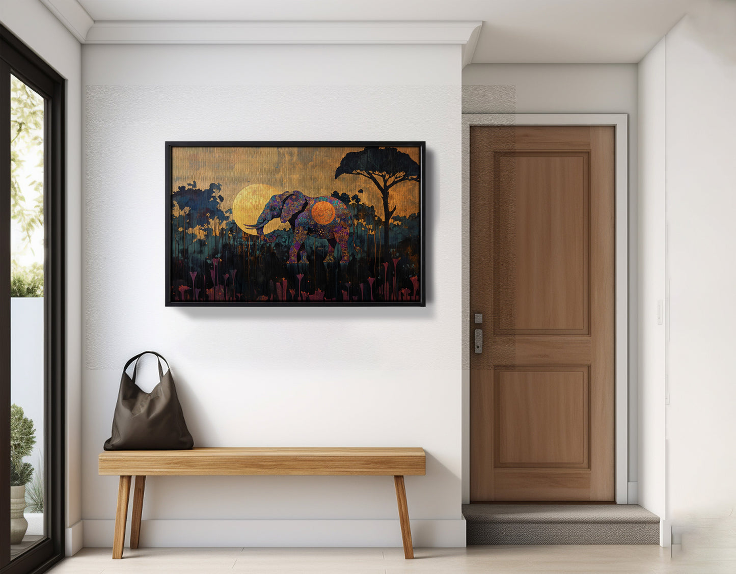 Elephant Moon Safari African American canvas print view 29