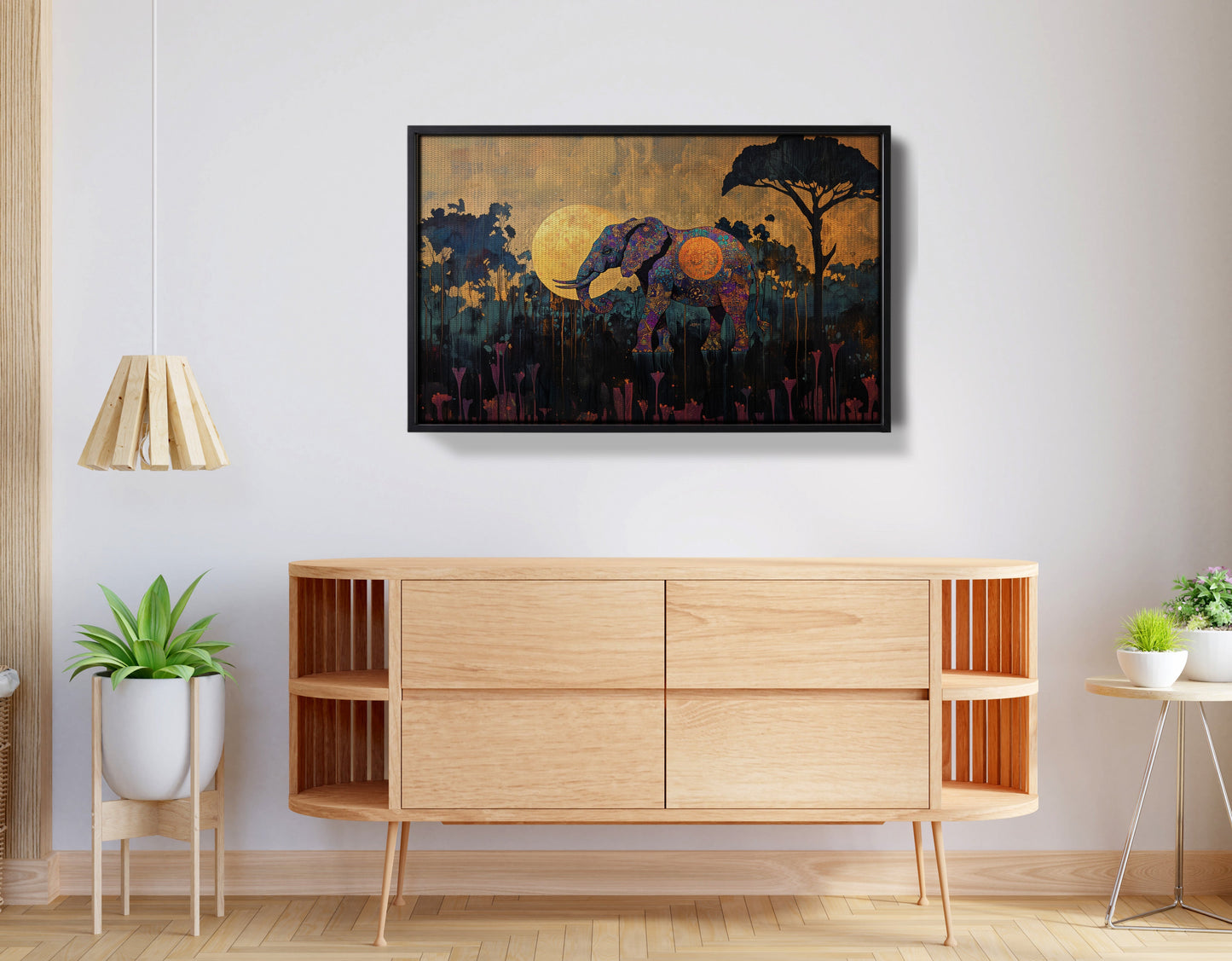 Elephant Moon Safari African American canvas print view 26