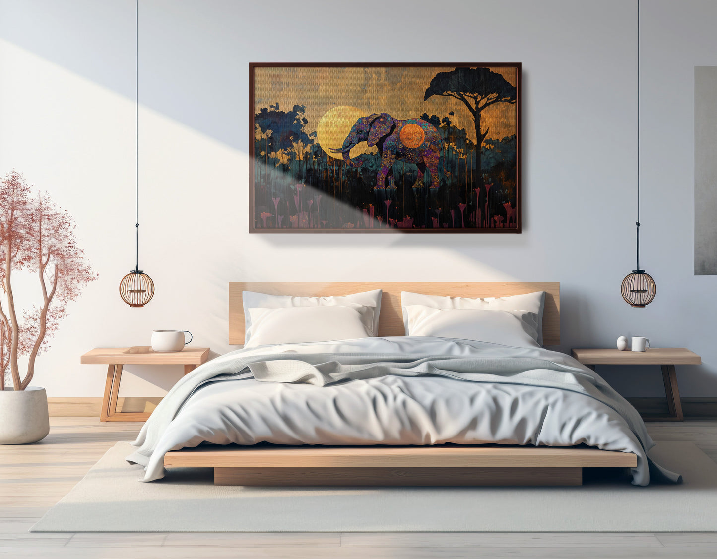 Elephant Moon Safari African American canvas print view 33