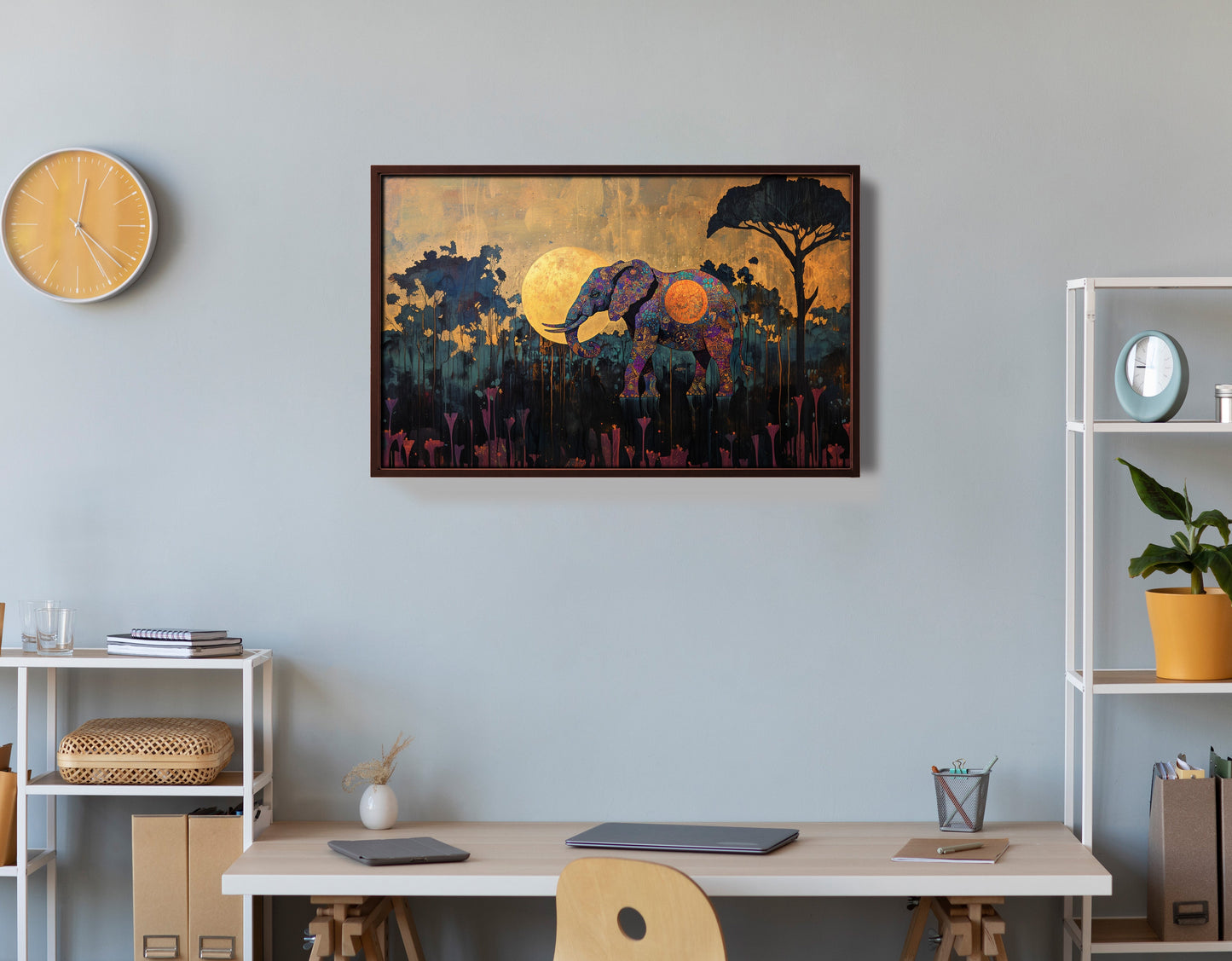 Elephant Moon Safari African American canvas print view 36