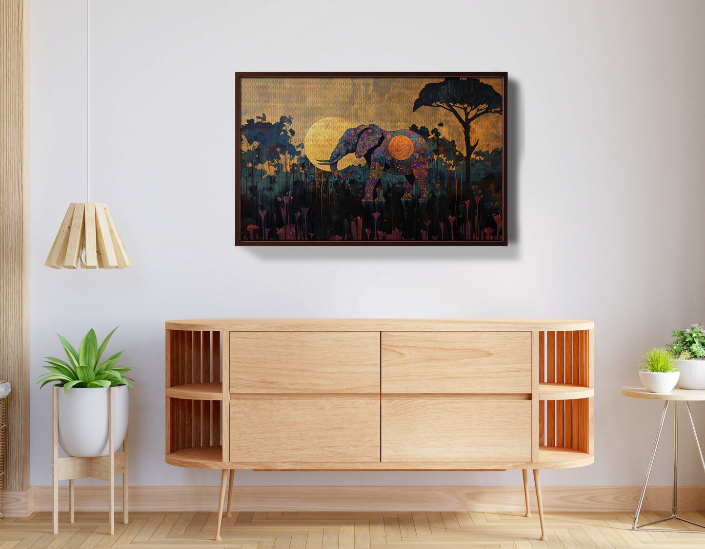 Elephant Moon Safari African American canvas print view 32