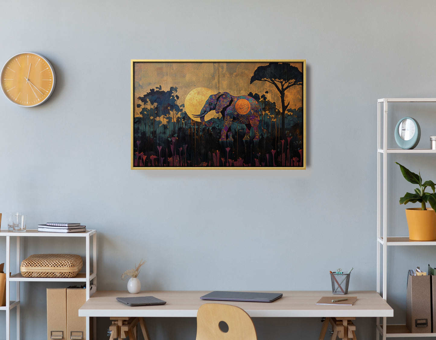Elephant Moon Safari African American canvas print view 42