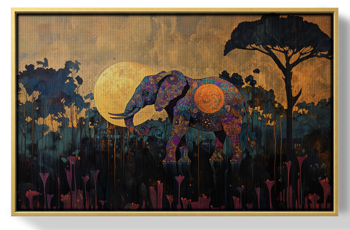 Elephant Moon Safari African American canvas print view 37
