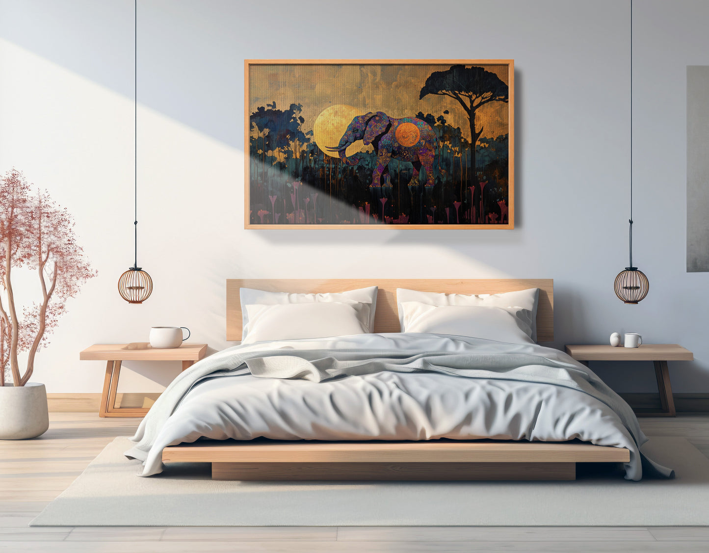 Elephant Moon Safari African American canvas print view 45