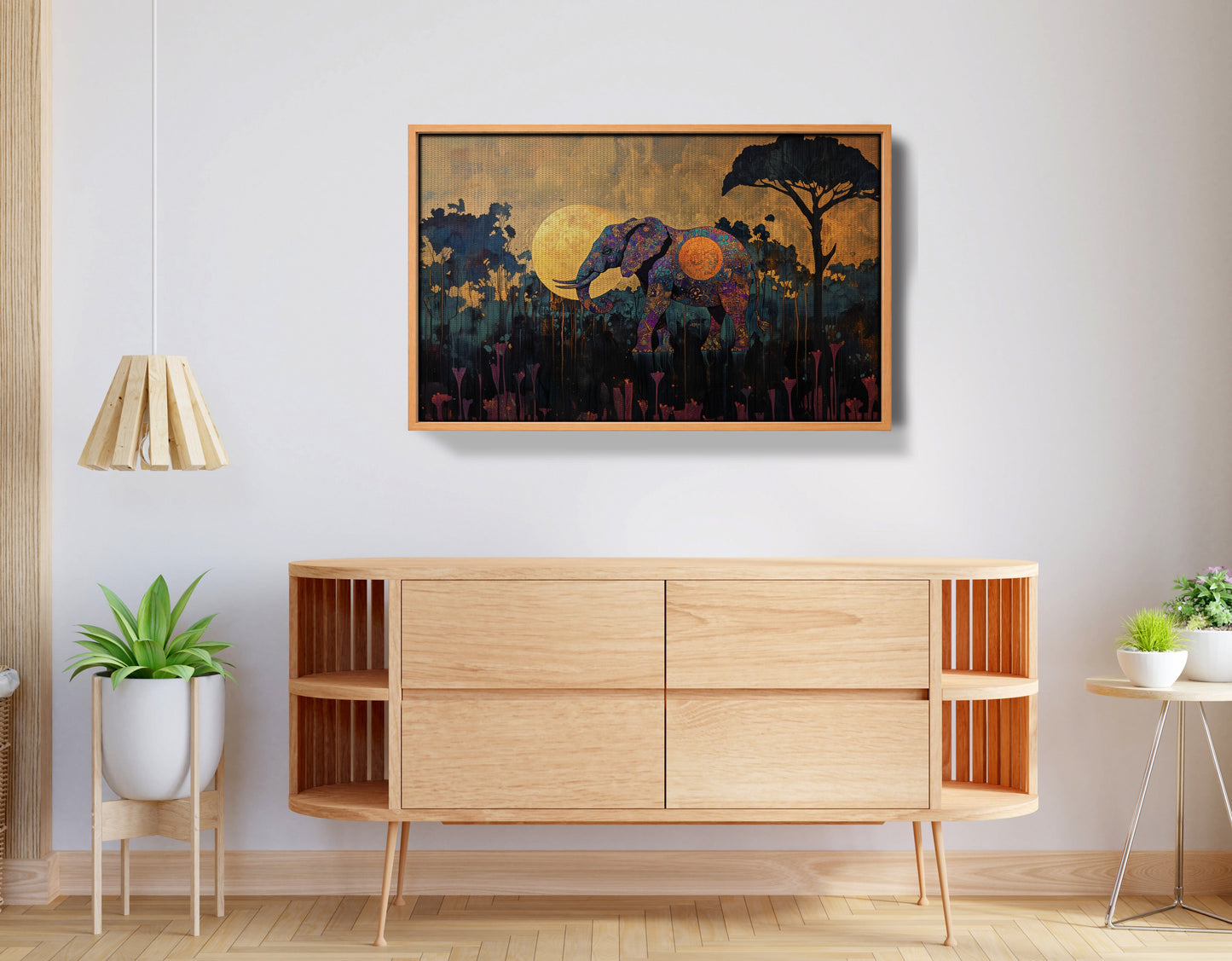 Elephant Moon Safari African American canvas print view 44